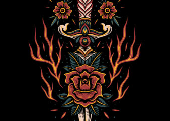 Onfire knife design for tshirt