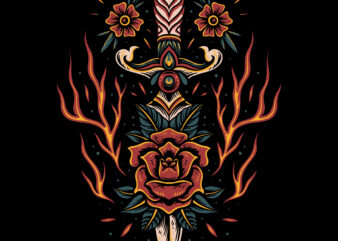 Onfire knife design for tshirt