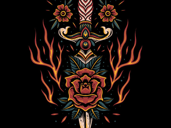 Onfire knife design for tshirt