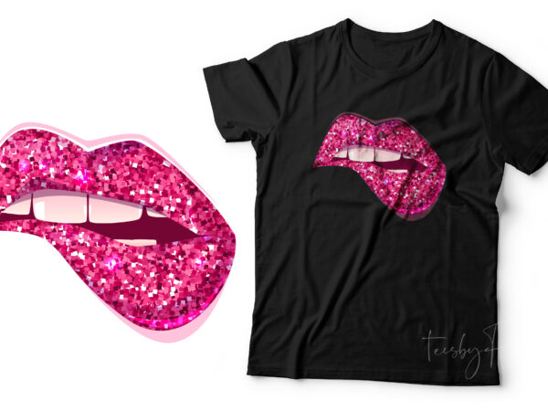 Pink glittering lips | high resolution vector files for t shirt