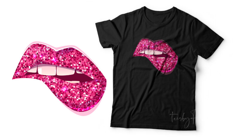 Pink Glittering lips | High Resolution vector files for t shirt