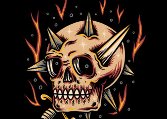 Sick skull illustration design for t-shirt