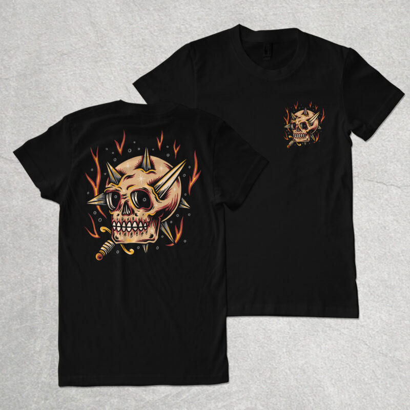 Sick skull illustration design for t-shirt