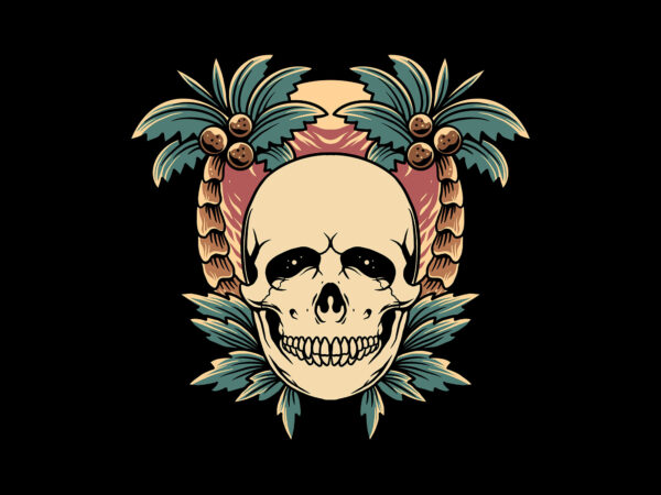 Skull paradise t shirt template vector