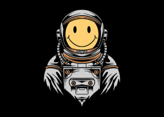 smile face astronaut t shirt template vector