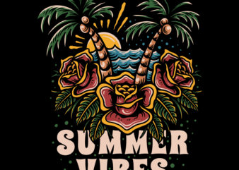 Summer vibes illustration for t-shirt design