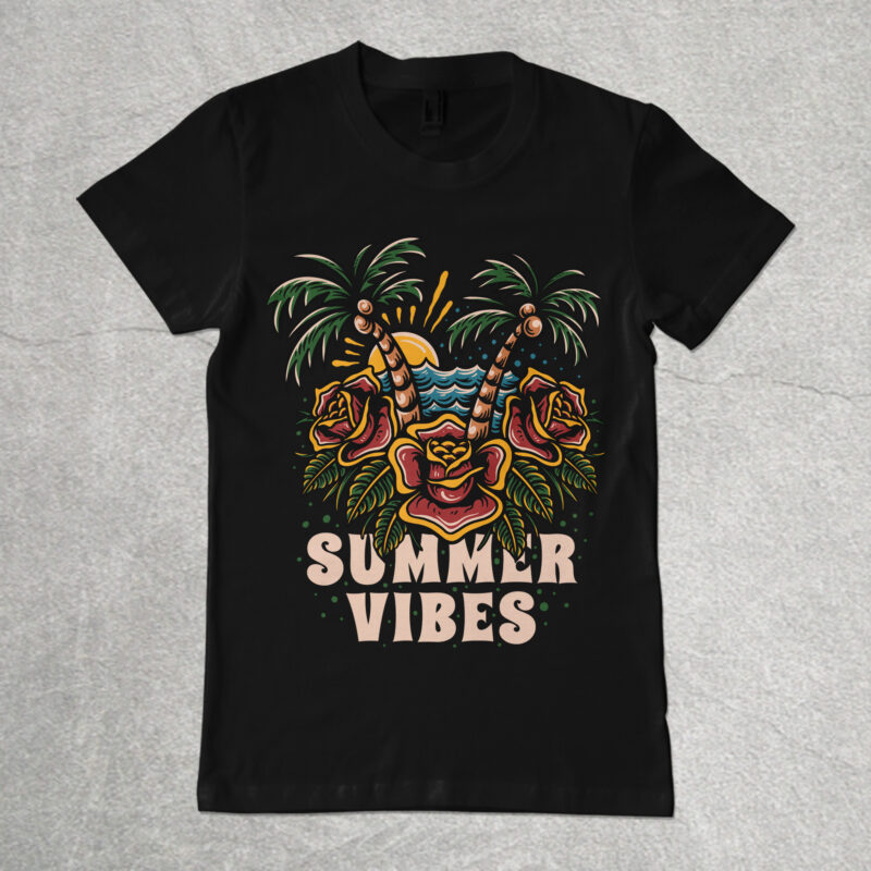 Summer vibes illustration for t-shirt design