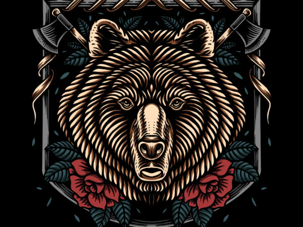 Bear illustration for t-shirt design