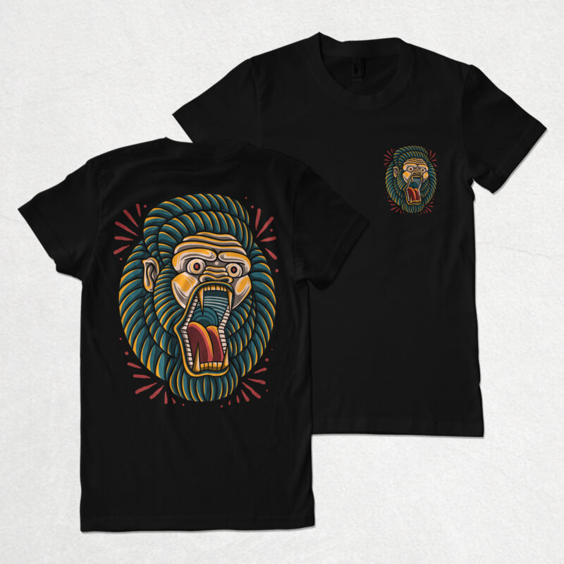 Tropical gorilla tshirt design