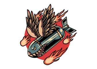 winged rocket t shirt design for sale