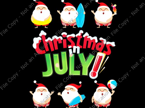 Christmas in july png, christmas in july summer beach vacation pool, christmas in july santa, santa july, christmas png, santa vector