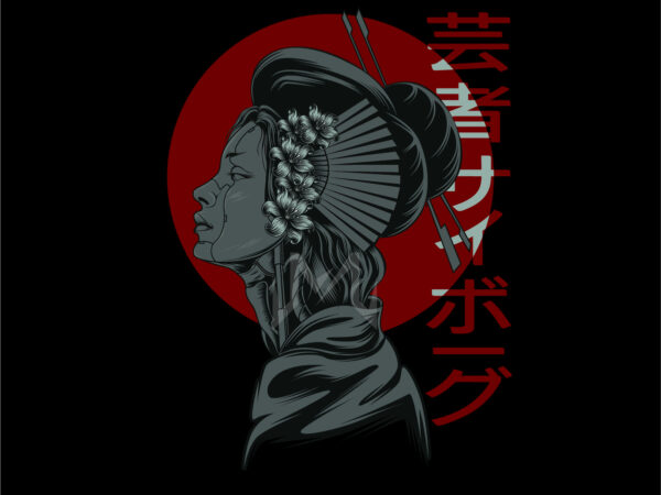 Geisha cyborg t shirt design template