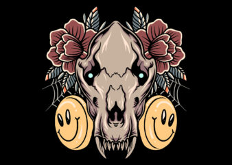 dog skull t shirt vector illustration