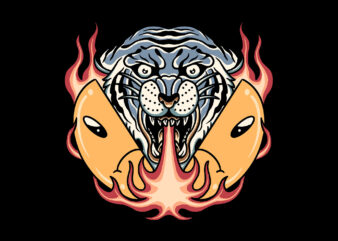 flame tiger t shirt graphic design