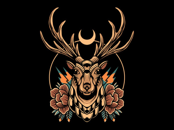 Golden deer t shirt design template