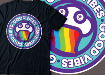 good vibes retro round badge | typography design | pastel design cloud rainbow