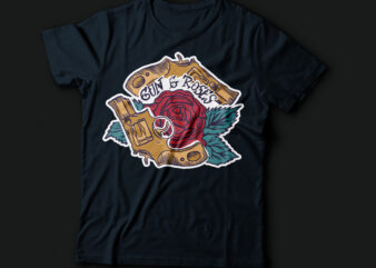 GUN and Roses graphic tshirt design