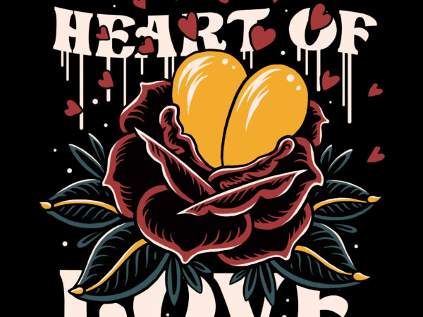 Heart of love traditional illustration design