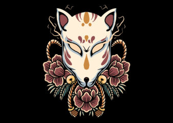 kitsune mask t shirt vector art