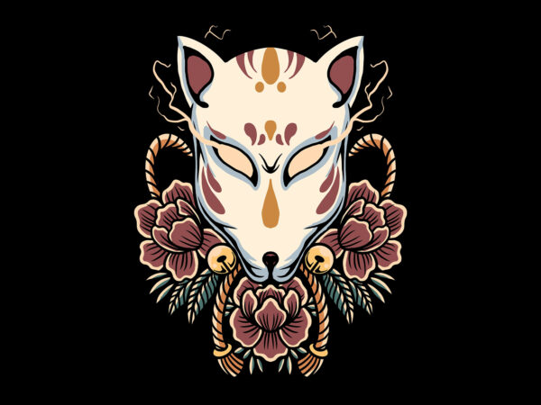 Kitsune mask t shirt vector art
