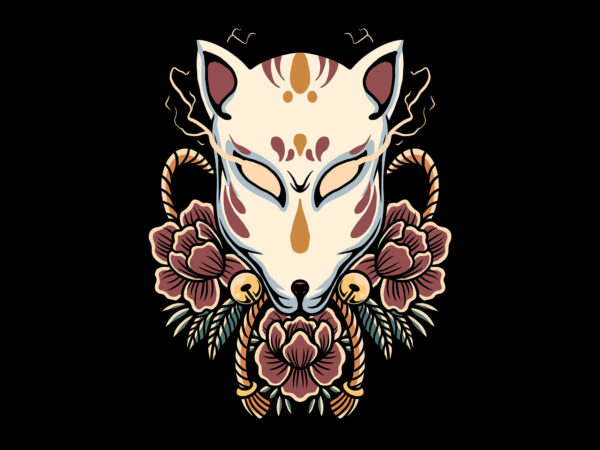 Kitsune mask t shirt vector art