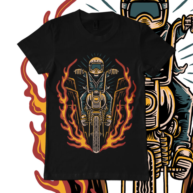 Ride motorcycle traditional illustration for t-shirt design