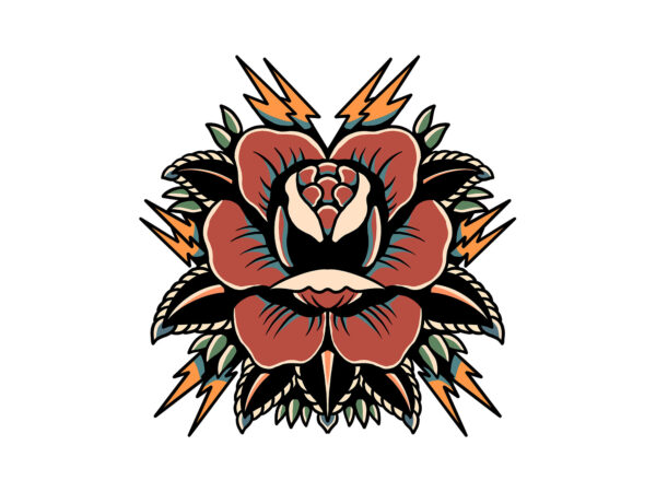 Rose and thunder t shirt design online