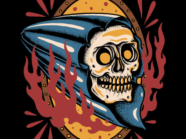 Skull and flame traditional style for t-shirt design