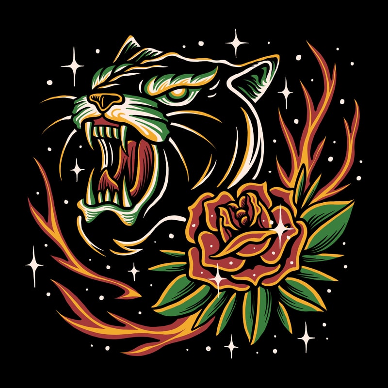 Free Traditional panther illustration for t-shirt