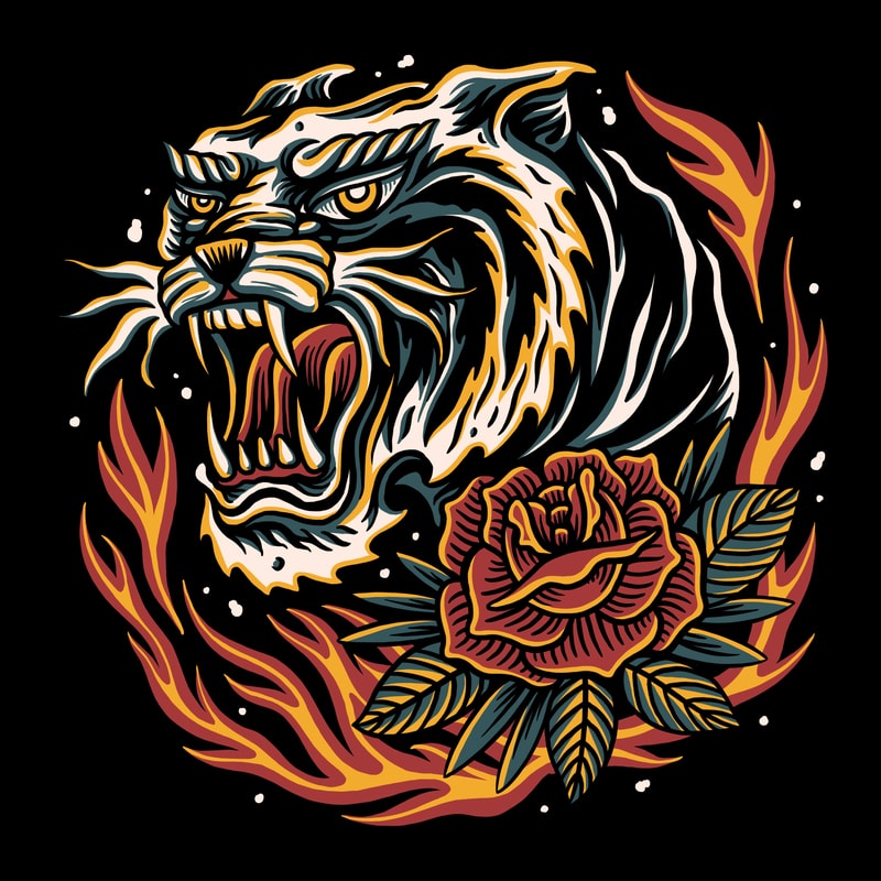 Free Traditional tiger for t-shirt design