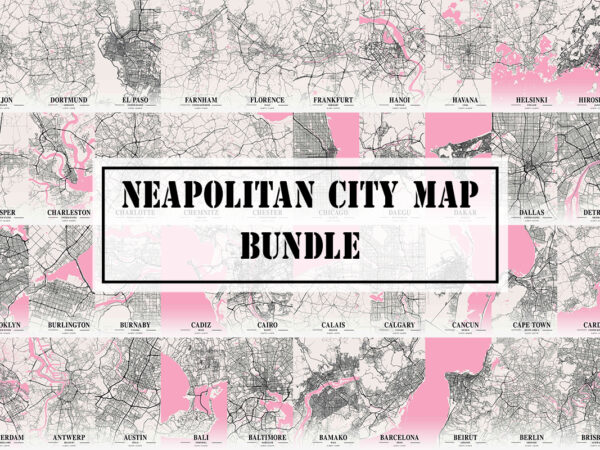 Neapolitan city map bundle T shirt vector artwork