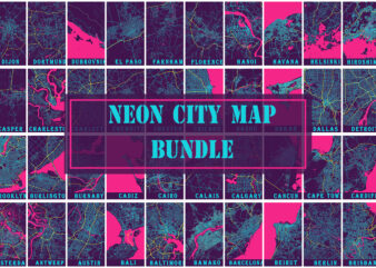 Neon City Map Bundle T shirt vector artwork