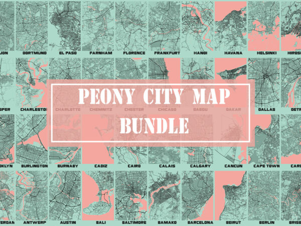 Peony city map bundle t shirt illustration