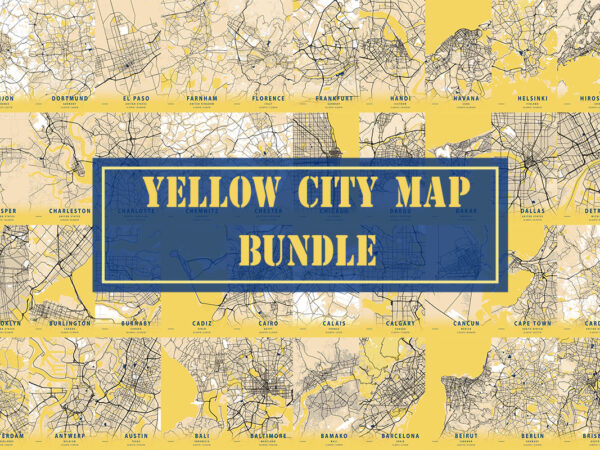 Yellow city map bundle t shirt design template
