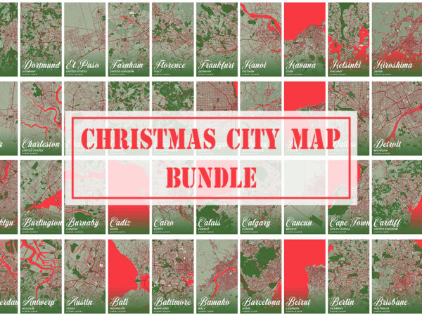 Christmas city map bundle t shirt vector file