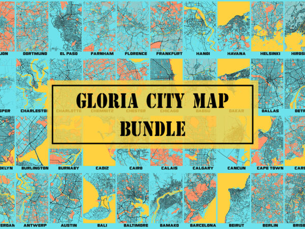 Gloria city map bundle t shirt design template