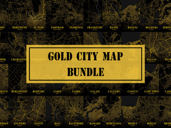 Gold city map bundle t shirt design template