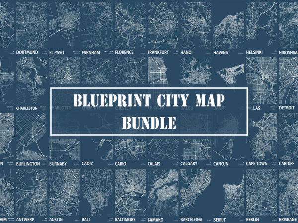Blueprint city map bundle t shirt template