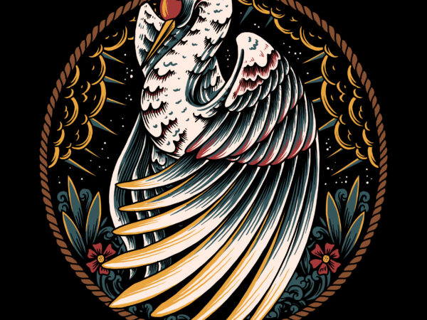 Beautyful swan illustration for t-shirt design