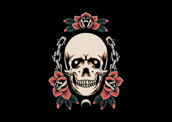 chained skull t shirt vector file