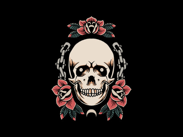 Chained skull t shirt vector file