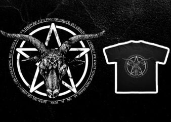 Grunge Goth Alternative Aesthetic Skull – Baphomet Occult Black n White Png Graphic
