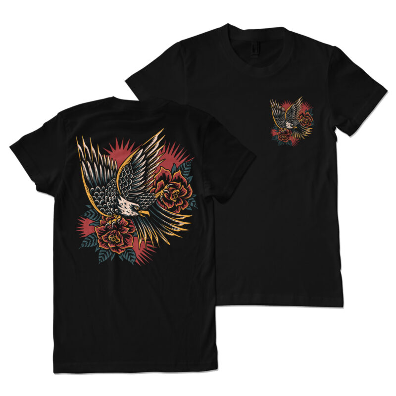 Eagle power traditional illustration for t-shirt