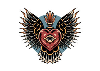 flying heart t shirt graphic design