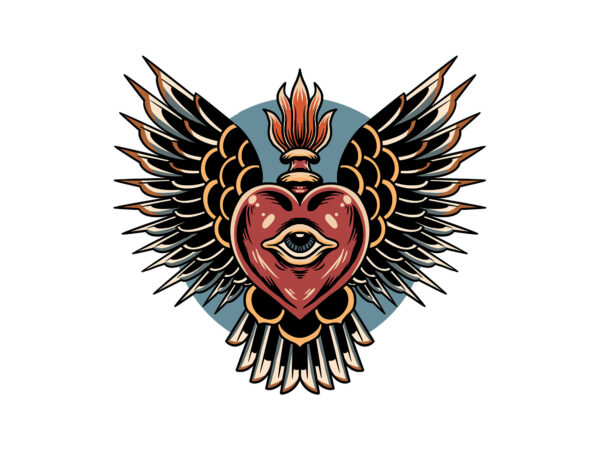 Flying heart t shirt graphic design