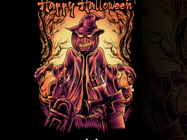 The scary pumkin (happy halloween day)2 t shirt designs for sale