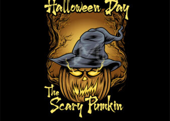 the scary pumkin (happy halloween day) t shirt designs for sale