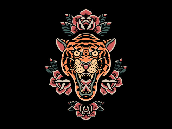Roses tiger t shirt design online