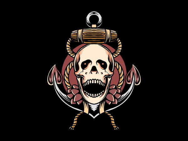 Skull and anchor t shirt template vector
