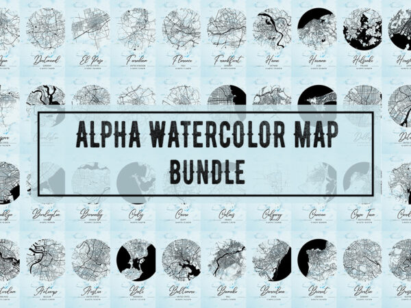 Alpha watercolor map bundle t shirt vector